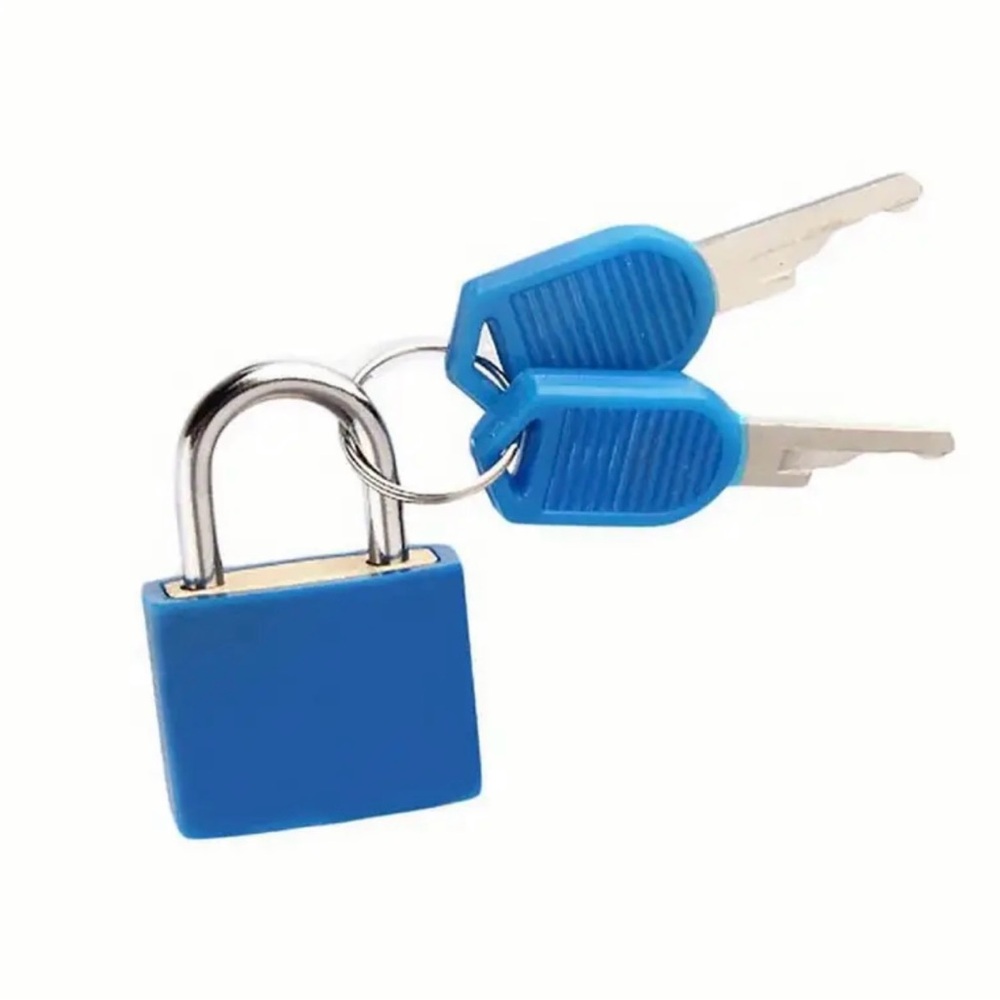 New - Retro - Compact & Durable Steel Padlock With 2 Keys - Blue